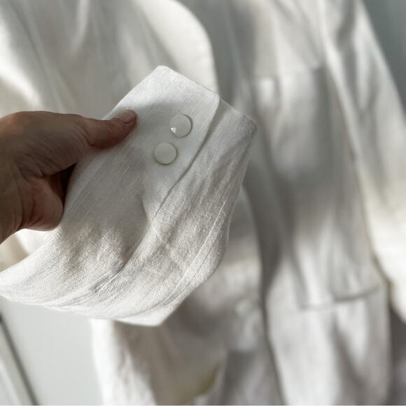 Vintage winter white striped blazer jacket pencil skirt suit set size M 8 10 - Picture 5 of 8